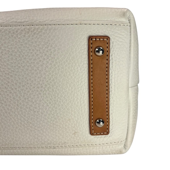 Dooney & Bourke Vintage Pebble Grain Leather Hobo Bag Purse - Off White & Tan - Picture 8 of 13
